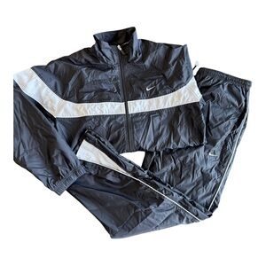 Vintage NIKE 2-piece Tracksuit Set Men’s Size L 90s Y2K Black/White Athletic